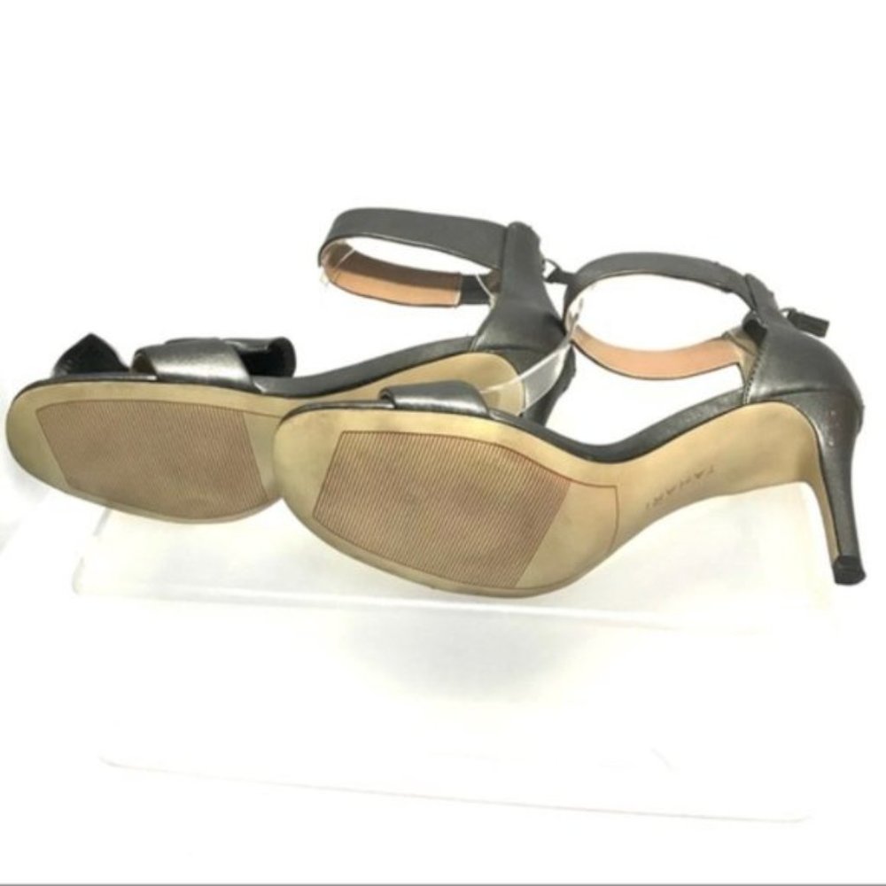 Tahari Women's Silver Gray Satin Bow Ankle Strap Sandals Size 7 - Picture 2 of 8